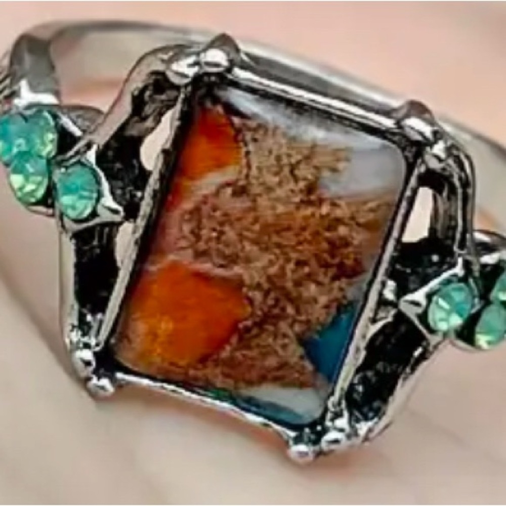 Colorful Stone Silver Ring